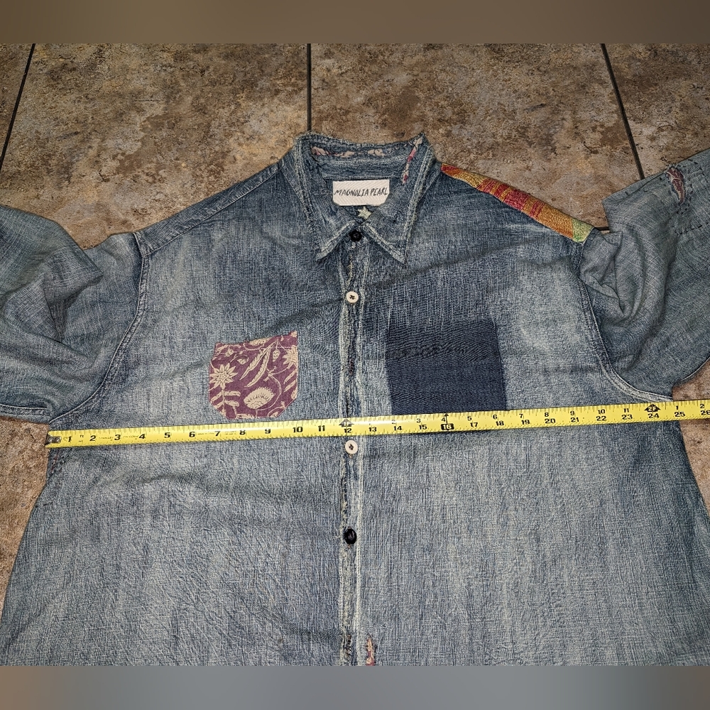 Magnolia Pearl Woodstock Sanforized Denim Patchwork Embroidered Women's OSFM - Picture 6 of 14